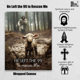 GUN SUPPLIES OUTLET LLC Jesus With The Sheep Wall Art Jesus Running After Lamb Canvas Print He Left the 99 to Rescue Me Jesus and Lost Sheep Christian Wall Art 12x16 inch