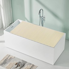 Foldable Bathtub Cover, 62.99"×31.5" Shutter Bath Lid Freestanding Bathtub Covers Anti-dust Bathtubs Cover Insulation PVC Bathtubs for Home, Bathroom, Spa Experience (Yellow, 62.99"×31.5")