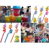 24 Packs Robot Bulk Reusable Plastic Straws Birthday Party Favors,