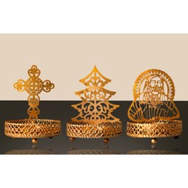 Wonder Care Candle Holders of Jesus Tree & Cross Tea Light Stand for Christmas Decorations | decor for christmas Table Centerpiece christmas ornaments Multi Pack of 3 (Jesus & Christmas Tree & Cross)