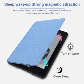 ZVCXOE Case for 7" Kindle Paperwhite 12th Gen 2024 and Kindle Colorsoft Leather Case with Hand Strap Durable, Auto Sleep Wake, Shakeproof, Waterproof Black