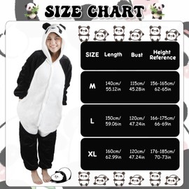 Onesie Panda Costume Unisex Cuddly Pyjamas Onesie Women Men Adults with Zip Hood Pyjamas Cuddly Jumpsuit Animal Costume Long Homewear Carnival Costume Women Men, White