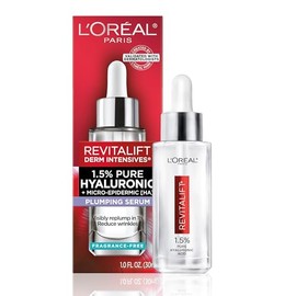 Hyaluronic Acid Serum by L’Oreal Paris Skincare, Revitalift Derm Intensives Pure Hyaluronic Acid Anti-Aging Face Serum for Visibly Plumped Skin and Re