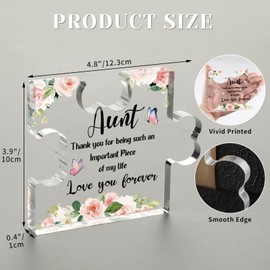 SOUHONEY Aunt Birthday Gifts from Niece Nephew, 3.9 * 4.8in Acrylic Puzzle Plaque Sign Desk Decor Auntie Gift Ideas, Desk Decor Gifts for Aunt, Best Aunt Ever Gifts for Mothers Day Birthday Christmas