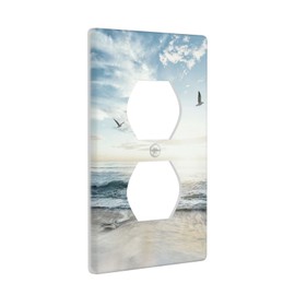Beach Ocean Scenery Outlet Covers Wall Plate Decorative Single Duplex Receptacle Cover 1 Gang Electrical Switch Plate Accessories, 4.50 x 2.76 Inch