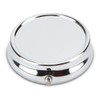 Round Silver Pill Box, Daily Push Button Pill Organizer Case