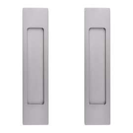 MOROBOR 18CM Self-Stick Rectangual Sliding Door Pulls, 2pcs Grey Aluminum Alloy Flush Pull Punch-Free Handle for Sliding Barn Door Windows Cabinets