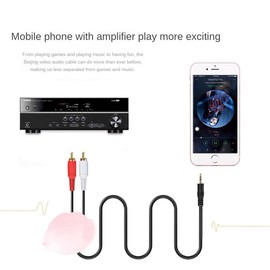 HBFQMDJLX 3.5mm to 2RCA Audio Cable, 4.9ft, Gold-Plated Connectors for Computers, Phones, TVs, Amplifiers,Sound, Amplifier, Speaker