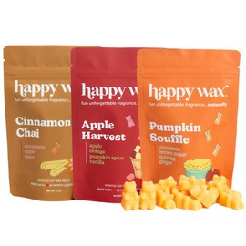 Happy Wax Savory Mix Premium Scented Natural, Non Toxic Soy Wax Melts – 6 Total Oz. of Scented Wax Melts. Includes: Cinnamon Chai, Apple Harvest, and Pumpkin Soufflé