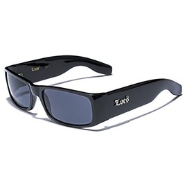 Locs Original Gangsta Shades Men's Hardcore Dark Lens Sunglasses with Bandana Print (Plain Black, Black)