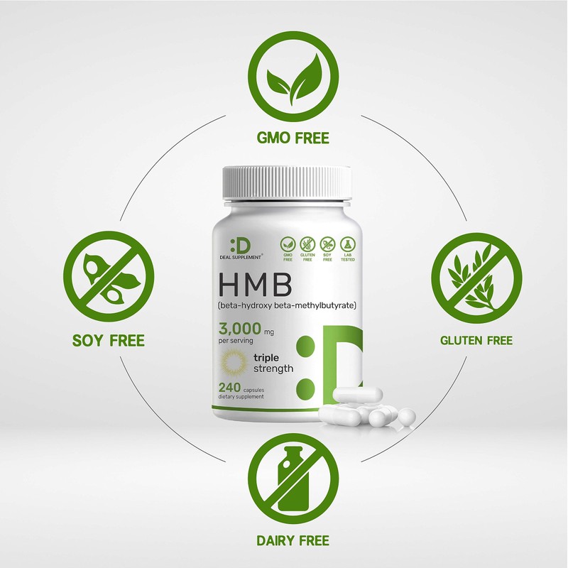 Ultra Strength HMB Supplements 3,000mg Per Serving, 240 Capsules |