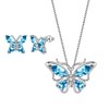 Aurora Tears Butterfly Jewelry Set,925 Sterling Silver Butterflies March-Aquamarine Birthstone