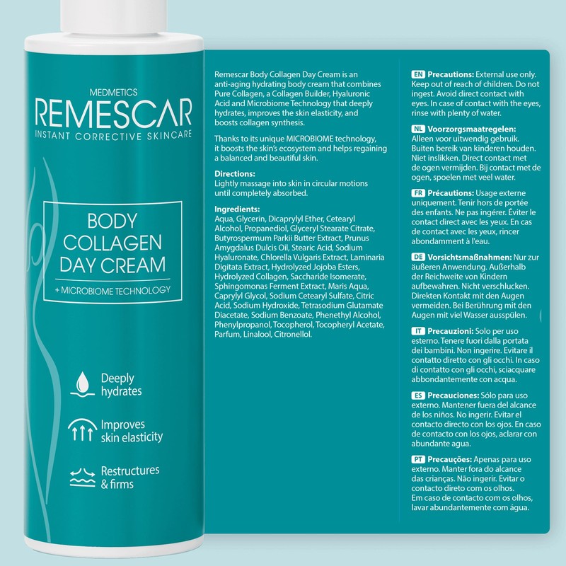 Remescar Collagen Body Day Cream 200ml Deep Moisturising Improves Skin