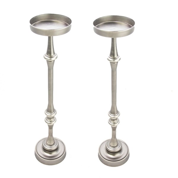 NewRidge Home Goods New Ridge Home Goods Dapper Glam 6in. Round Martini, Set of 2, for Small Spaces and Living Room End, Side, Drink Table, 5.74" Lx5.74 Dx25.99 H, Brushed Silver