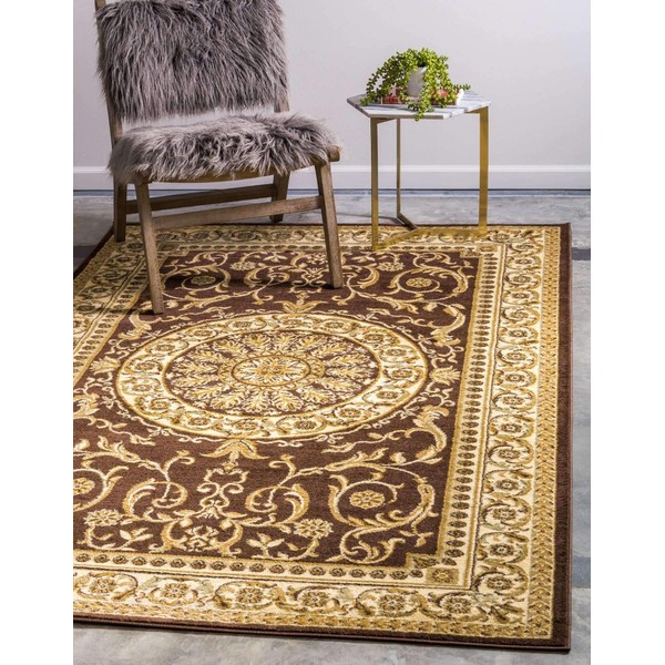 Unique Loom Versailles Collection Traditional Classic Brown Area Rug (9' 0 x 12' 0)