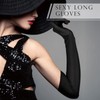 BBTO Long Red Black Evening Gloves 2 Pairs Elastic Elastane