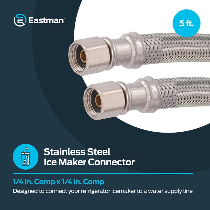 Eastman 5 Feet Flexible Ice Maker Connector, 1/4 Inch x