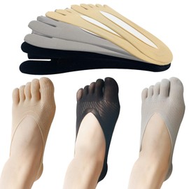 EQLEF Toe Socks Women Non-Slip Five Finger Socks Soft Low Cut Socks Breathable for Ballet Yoga 36-39, 6 Pairs