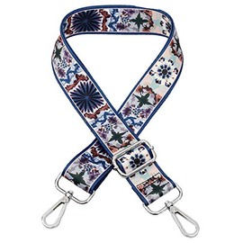 Shoulder Strap Colourful Adjustable Shoulder Strap for Shoulder Bags and Handbags Flower Pattern 80-140 cm Shoulder Strap, Blue + green + brown