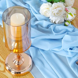 ShinyBeauty Blue Boho Sheer Table Runner 29”X120, Perfect for Baby Showers, Weddings, and More