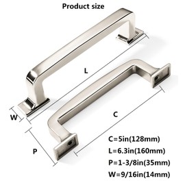 kHTumeWare 10 Pack 5 Inch Cabinet Handles - Polished Nickel Kitchen Hardware - Pulls and Drawer Handles for Cabinets