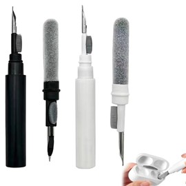 MEXRUMI 2-Piece Cleaning Set for Headphones, 3-in-1 Multifunctional Cleaning Pen, Soft Brush, Cleaning Brush for Earbuds, for Bluetooth Headphones, Earpiece, Charging Box for Headphones (Black and