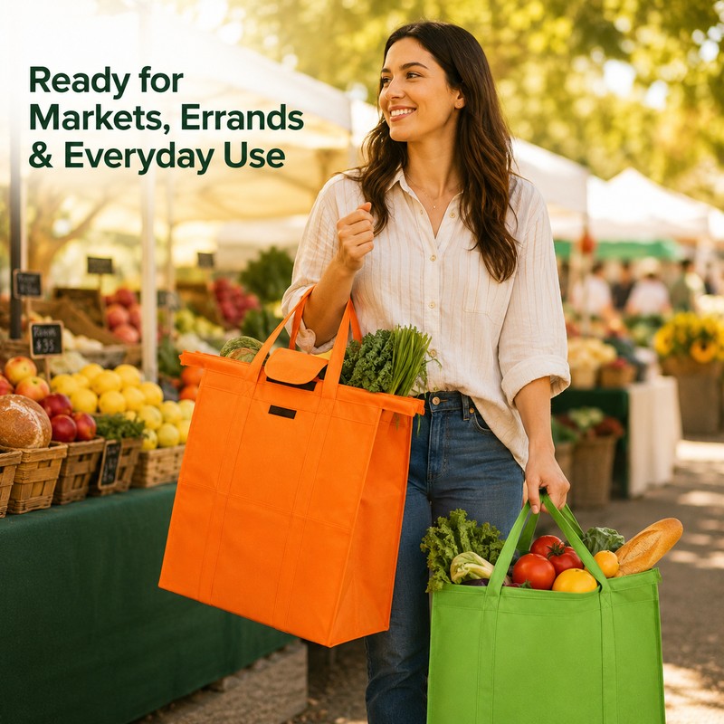 Reusable Shopping Tote Bags for Grocery Carts – 4-Piece Foldable