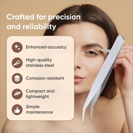Tweezers for Crafts 3.94″ - Ingrown Hair Tweezers Stainless Steel - Tweezers Precision for Plucking Eyebrow, Curved - Fine Pointed Tweezers for Splinter