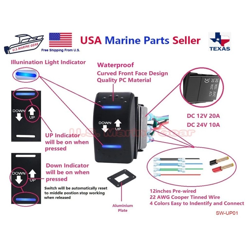 Mear Gear ON OFF ON Tilt Up Down Switch Rocker