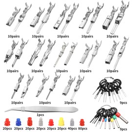 SOCONT 500Pcs Terminal Pins Connector kit, Automotive Connector Pins, 1/1.2/1.5/1.8/2.2/2.8/3.5mm Male Female Wire Pins, Connector Wire Seals, Removal Tool kit