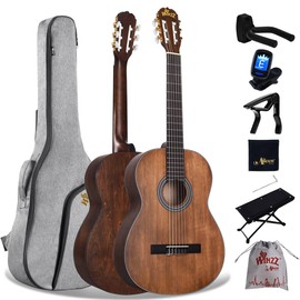 Winzz Classical Guitar 4/4 Adult Classical Guitar for Beginners 39 Inches Brown