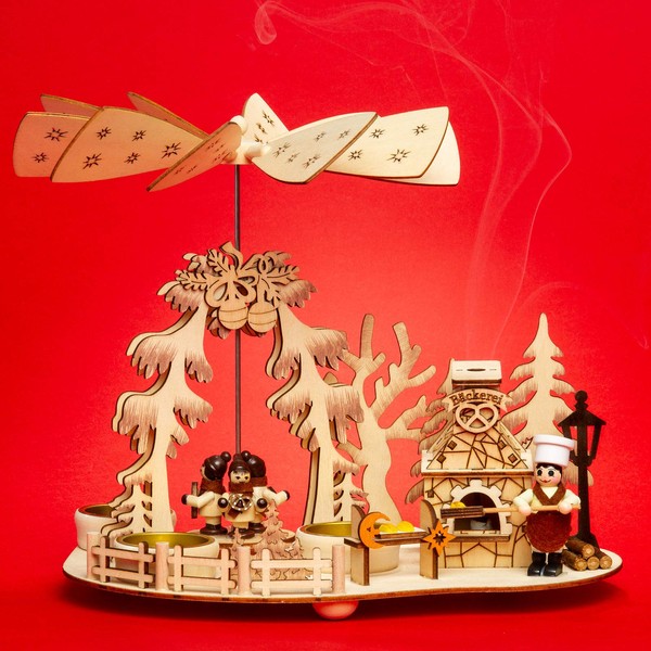 SIKORA P35 2-in-1 Wooden Tea Light Christmas Pyramid Baking Room