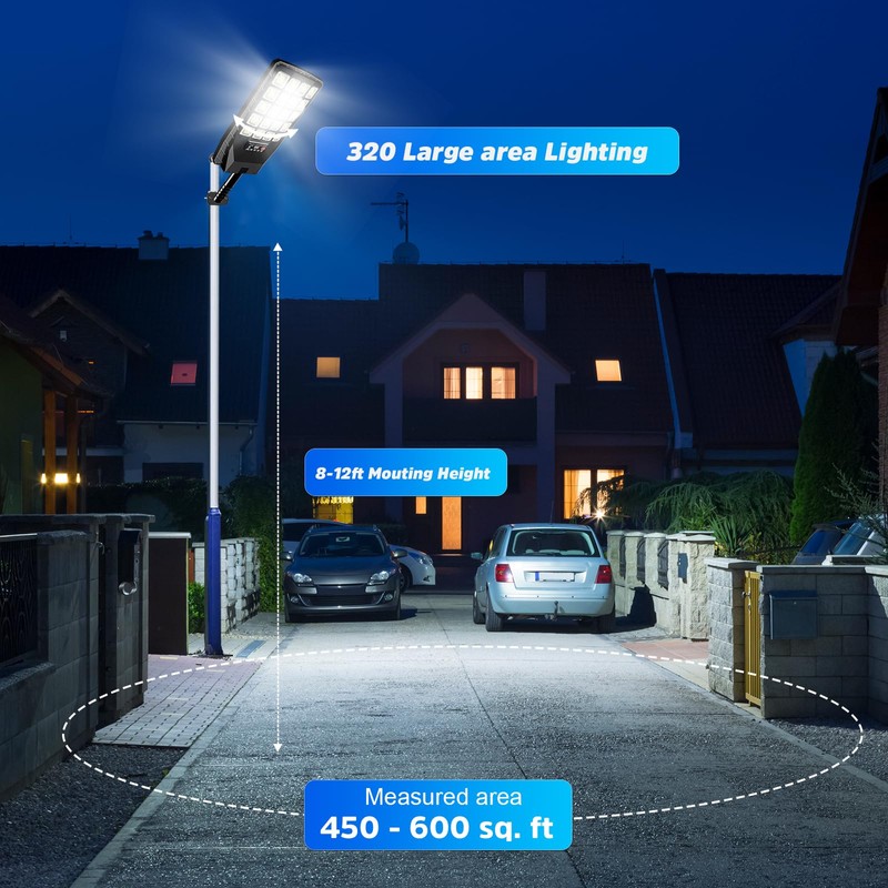2 Pack Solar Street Lights Outdoor Waterproof - 6500K 20000LM
