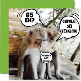 Stuff4 Funny 65th Birthday Greeting Card for Men Women - Old Monkeys - Happy Birthday Cards for 65 Year Old Dad, Mom, Uncle, Aunt, 145mm