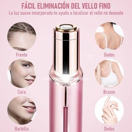 Depiladora Facial Mujer, sin Dolor, Depiladora Facial Eléctrica Recargable, Depiladora de Cejas, con 2 Cabezas de Recambio para Labios/Axilas/Cejas/Barbilla...