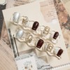 Tesytto Handmade Short Square 3D Press On Nails, Burgundy &