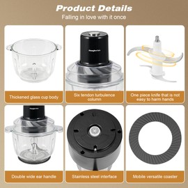 Aiwglenten Kitchen Hand Blender,Small Meat Grinder & Food Chopper Electric Vegetable Chopper Five Speed Intelligent Speed Regulation with 2 Bi-Level Blades for Meat/Fish/Vegetable/Baby Food