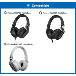 DowiTech Professional Earpads Cushion Replacement Compatible with Pioneer HDJ700 HDJ-700 HDJ 700 700K 700W Headphones Ear Pads Cover with Skin-Friendly Soft Protein Leather and Memory Foam