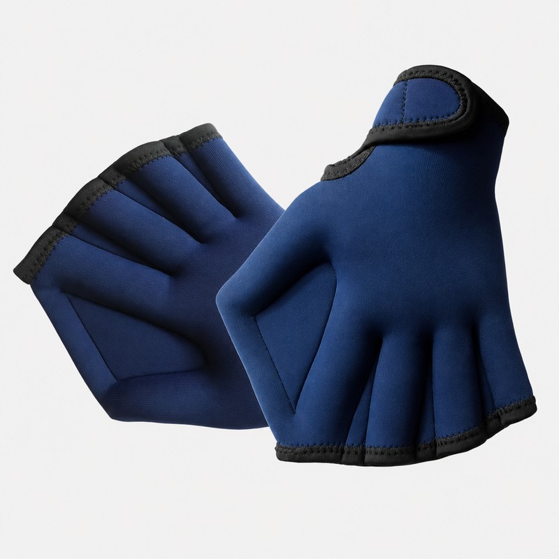 Webbed Swim Gloves with Adjustable Wrist Strap for Swimming, Diving