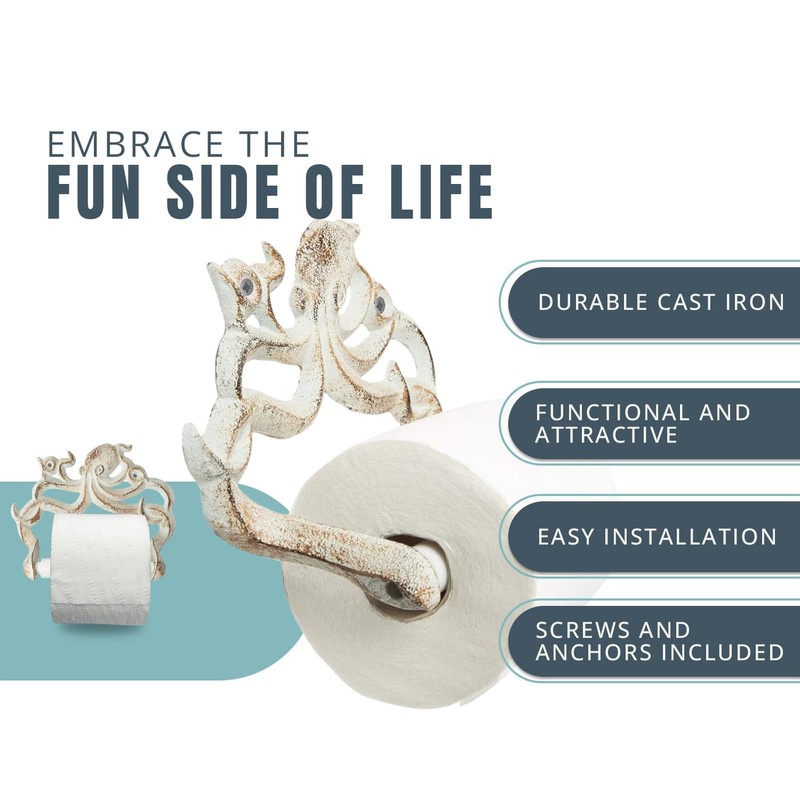 Decorative Cast Iron Octopus Toilet Paper Holder – Wall Mounted