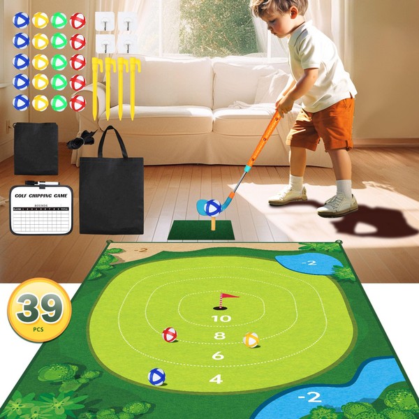 Wdebay Golf Mats Practice Indoor for Kids, Adults and Family|Golf Simulator Outdoor and Putting Green Chipping Golf Game Toys Gifts