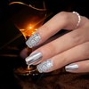 Yivaiks Bling Mirror Sliver Press on Nails Square Metallic Punk