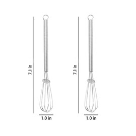 Lelasety Stainless Steel Mini Whisk Set of 2, Small Wire Hand Whisks, Kitchen Cookware for Cooking, Whisking, Blending, Beating, 5/7/8/10 inch