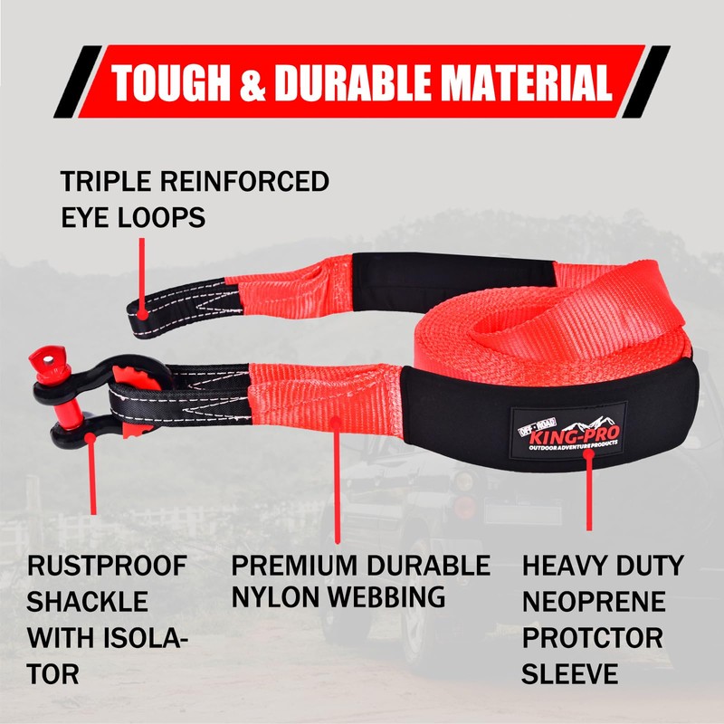 KING-PRO Snatch Strap Recovery Kit 3" x 20ft, 33,000lbs Breaking