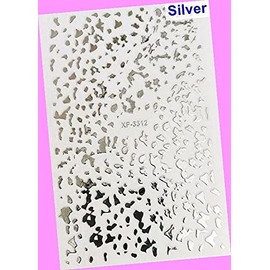Irregular Spot Printing Polka-Dot Gold-Foil 3D Nail Stickers 3312 Silver for Nails Design Nail Art Stickers Decals Supplies Manicure Tips Sticker Colorful for Nail Decorations