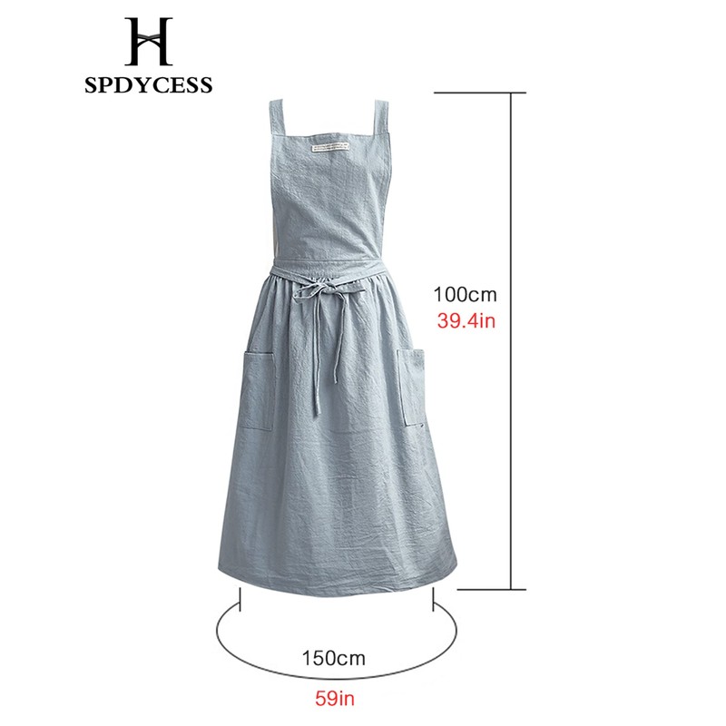 Spdycess soft cotton kitchen cooking apron with cross back: for