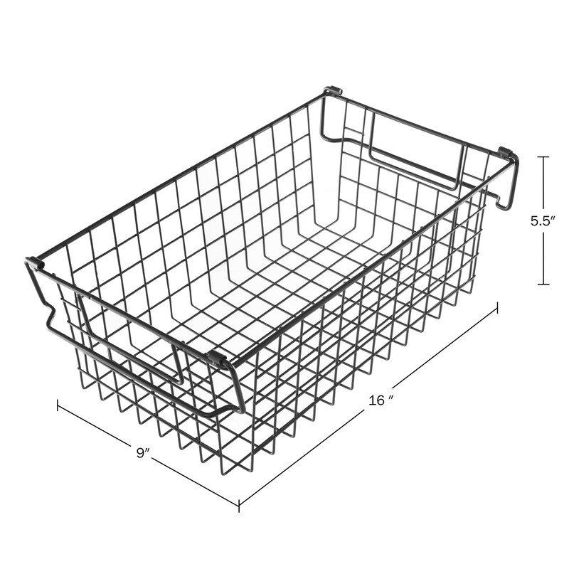 Home-Complete Nesting Storage Bins Stackable Wire Baskets, Set of 2,