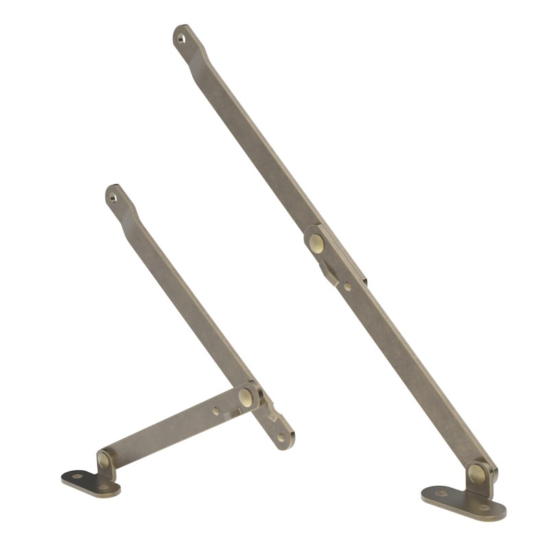 Heavy Duty Antique Brass Plated Lid Stay - One Pair