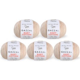 5 Skein (Pack) Total 8.8 Oz. Gazzal Baby Cotton Each 1.76 Oz (50g) / 180 Yrds (165m) Soft, Fine Baby Yarn, 60% Cotton (Pink - 3445)