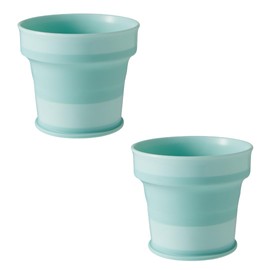 Iseto I-602 UGAI Cup, Mint Green, 2-Piece, 4.2 fl oz (120 ml), Width 0.3 x Height 1.0 - 2.4 inches (7 x 2.5 - 6 cm), Antibacterial, Foldable, Heat Resistant up to 212°F (100°C), Carabiner Hole, For